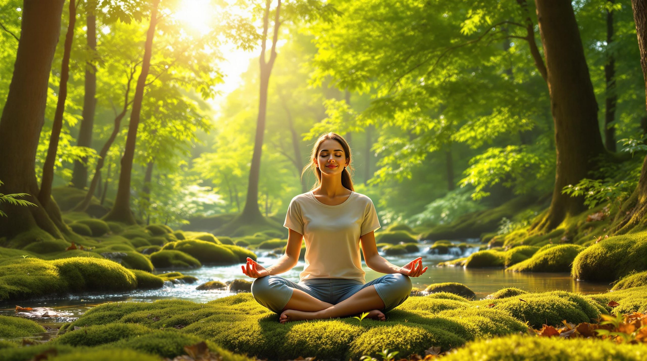 Mindful presence meditation practice in serene environment